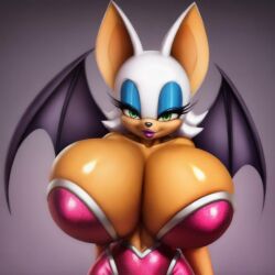 ai_generated anthro bat bat_wings big_breasts breasts chiropteran cleavage futanurse gloves green_eyes huge_breasts large_breasts lipstick mammal membrane_(anatomy) membranous_wings orange_body rouge_the_bat sega short_hair sonic_(series) sonic_the_hedgehog_(series) thick_thighs thighs white_hair