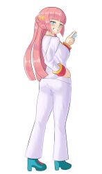 asking_for_sex bakudon blue_eyes blush blush_lines condom female female_only grin hair_ornament heels imminent_sex long_hair looking_back pink_hair puyo_puyo puyo_puyo_quest seo_(puyo_puyo)