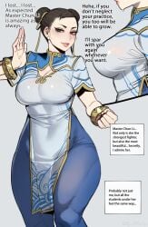 1girls batton big_ass big_breasts big_thighs brown_eyes brown_hair chun-li clothed clothed_female clothing cowgirl_position dialog dialogue dialogues dress female female_focus female_human female_on_top female_only fully_clothed girly huge_ass huge_breasts huge_thighs human mature_female milf muscle muscle_girl muscles muscular muscular_arms muscular_legs muscular_thighs naughty naughty_smile outfit ratatatat74 sexy_armpits solo street_fighter street_fighter_6 thick_ass thick_thighs tight_clothing yoga_pants