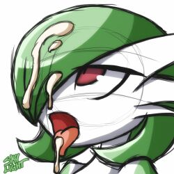 ahe_gao ahe_gao cum cum_in_hair cum_in_mouth cum_on_face cum_on_hair gardevoir green_hair head looking_up open_mouth pokemon pokemon_(species) red_eyes shoulders sketch skylight skylight_(artist) tongue tongue_out watermark xskylightx