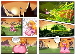 2d 2d_(artwork) ass big_ass big_breasts big_butt big_thighs blush boobs breasts butterfly castle comic crown deadly destruction enormous_fart excessive_fart fart fart_cloud fart_everywhere fart_explosion fart_fetish farting farts flower grass huge_ass huge_breasts huge_butt huge_fart huge_thighs hyper_fart hyper_farting long_hair mountain oc original_character panchito1234nos princess serena_(panchito) sound_effects sunset text text_bubble thick_ass thick_thighs tits