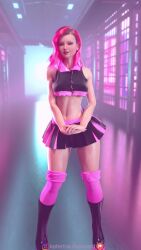 1girls 3d 9:16 animated durenard phut_hon pink_hair shorter_than_30_seconds skirt tagme thighhighs vertical_video video