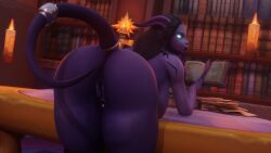 1girls bent_over big_ass big_breasts blizzard_entertainment draenei keshina looking_at_viewer looking_back morilymory original_character purple_skin pussy solo thick_thighs warcraft world_of_warcraft