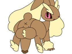 brown_fur generation_4_pokemon komatosse looking_back lopunny penis pezi pokémon_(species) pokemon pokemon_(species) solo_male white_background yellow_fur