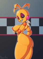 almost_naked ass beepisboop big_ass big_breasts breasts five_nights_at_freddy's five_nights_at_freddy's_2 fnaf side_view sideboob solo thick_thighs thighs toy_chica_(fnaf)