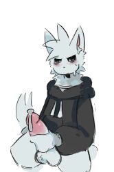 animal anthro balls clothing cum fennec fennec_fox fox furry gay hoodie male masturbation pararara999 penis penis_out spread_legs spreading