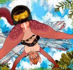 1boy 1girls animated anthro arthropod blue_sky blush bouncing_breasts breasts breasts_apart cloud completely_nude_female day daytime digital_media_(artwork) facing_viewer female forced from_below gif hymenopteran insects intersex intersex/female jeffusherb knot knot_fucking knotted_penis knotting looking_at_viewer male outdoor outdoors penetration pixel_art rape sex_from_behind spread_legs uncensored vaginal_knotting vaginal_penetration wasp zoophilia