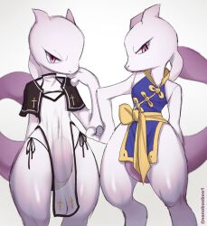 bikini_bottom china_dress cross duo martial_arts_style_mewtwo mewtwo nanobooboo_(artist) nun_outfit panties pokémon_(species) pokemon pokemon_(species) tagme