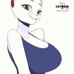 1:1 1girls 2023 2023s 2d animal_crossing animated anthro big_breasts biped black_nose blue_clothing blue_eyes bouncing_breasts breasts cat_ears cat_girl catgirl catober catober_2023 clothed clothing domestic_cat felid feline felis feliscede female female_focus female_only furry furry_female furry_only gif light_blue_eyeshadow looking_at_viewer mammal mole_(marking) nintendo olivia_(animal_crossing) pink_inner_ear red_ears short_playtime simple_background smile smiling smiling_at_viewer solo solo_female tagme white_background white_body white_fur yellow_sclera