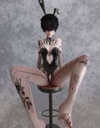 black_hair blender blender_cycles bunny_costume bunny_ears bunnysuit clitoris feet feet_up fishnets goth goth_girl hair_over_eyes latex_suit legs_spread legs_up open_pussy punk punk_girl punk_hair rex_(noxxyboy) sims4 tattoo tattoos the_sims the_sims_4 tomboytoy