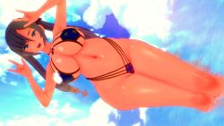 1girls bikini breasts codeyumi female female_only genshin_impact mona_(genshin_impact) solo thick_thighs