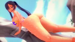 ass beach bikini breasts codeyumi genshin_impact huge_ass koikatsu mona_(genshin_impact) thick_thighs