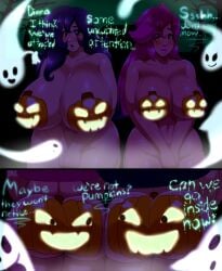 bodypaint diana_(rar1990) ghost gigantic_ass gigantic_breasts halloween huge_ass huge_breasts night nude pumpkin pumpkin_butt speeds tanya