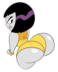 1girls alpha_channel big_ass black_eyes black_hair cartoon_network cute dc dc_comics female for_sticker_use gray_body grey_body grey_skin lady_legasus leotard looking_back oboithisisfunky png rachel_roth raven_(dc) source_request sticker_template tagme teen_titans_go tongue tongue_out transparent_background transparent_png year_request yellow_leotard