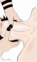 2boys all_the_way_to_the_base asphyxiation black_hair black_nails deepthroat deepthroat_holder fellatio fushiguro_megumi gay hands_on_neck jujutsu_kaisen male male_only nude oral oral_sex penis pubic_hair ryoumen_sukuna_(jujutsu_kaisen) short_hair tattoo throat_bulge throat_fuck throat_grab throat_massaging throat_swabbing upside-down white_background yaoi