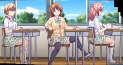 1girls 2020s 2023 20s 2d 3girls animated female hentai kokuhaku...... nur school_uniform schoolgirl tagme