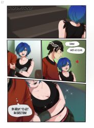 2d blue_hair breasts cleavage comic double_d ed_edd_n_eddy edd english_text female freckles fully_clothed kanker_sisters marie_kanker neckline no_penetration no_sex piercing text thought_bubble