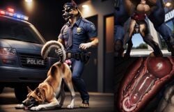 ai_generated anthro canid canine canis car clothing domestic_dog duo female feral german_shepherd herding_dog hi_res knot knotted low-angle_view male male/female male_on_feral mammal pastoral_dog police police_car police_uniform uniform vehicle wazaa x-ray_(disambiguation) zoophilia