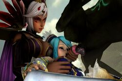 2girls 3d animated bestiality black_nails blue_hair blueberg canine canine_penis cia_(the_legend_of_zelda) dog hyrule_warriors interspecies lana_(the_legend_of_zelda) nail_polish no_sound source_filmmaker the_legend_of_zelda video white_hair zoophilia