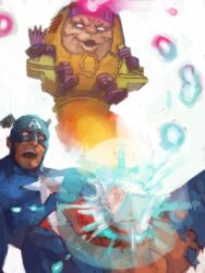 2boys captain_america fabercastel male male_only marvel marvel_comics marvel_vs._capcom mask modok multiple_boys multiple_males penis steve_rogers tagme testicles torn_clothes white_eyes