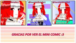 1girls clothing comic comic_page countryhumans countryhumans_girl female lipstick long_hair multicolored_hair peru_(countryhumans) pink_lipstick red_eyes safe saravaldiviaro1 sfw small_image spanish_text text v