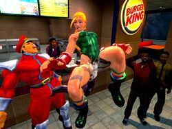 1girls 3d abs ahe_gao anal belt blonde_hair boots breasts burger_king cammy_white capcom cum dark-skinned_male epaulets female fingerless_gloves gloves hat human leotard lipstick m_bison male monster_cock muscles navel no_pupils open_fly open_mouth shinguards straight street_fighter