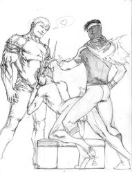 3boys abs anal_penetration anal_sex anthro antlers arched_back artist_signature backsack balls ballsack boots bottomless capelet cervine_taur cock_gobble cock_hungry cum_hungry dangling_testicles erect_while_penetrated fellatio feral_on_human fuck_and_suck gay giving_head going_down_on group_sex hanging_cock holding_penis hooves hooves_and_horns huge_cock hulkling human humanoid interspecies knee_rest large_penis legs_held_open long_ears low_hanging_balls male male_only marvel monochrome oral_sex pants_open partially_retracted_foreskin pecs penis_out pointed_ears pointy_ears scrotum serratus_anterior sketch spitroast spoken_heart suck_and_fuck sucking_off tagme tail taur testicles threesome topless wiccan yaoi young_avengers