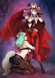 2girls alternate_costume animal_ears ass bat_wings big_ass boots breasts butt_crack byleth_(fire_emblem) byleth_(fire_emblem)_(female) cape cleavage collared_cape double_bun edelgard_von_hresvelg enlightened_byleth_(female) female female_only fire_emblem fire_emblem:_three_houses forest gloves green_eyes green_hair hair_bun halloween halloween_costume hand_on_thigh horn huge_ass kneeling leggings leotard long_hair minacream multiple_girls night nintendo official_alternate_hair_color open_mouth outdoors pantyhose patterned_legwear pointy_ears post-timeskip purple_eyes tail tree underboob vampire vampire_costume werewolf werewolf_costume white_hair wings wolf_ears yuri