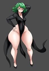 1girls 2d big_ass female highres light-skinned_female light_skin long_legs one-punch_man pale-skinned_female pale_skin solo tatsumaki thecon thick_thighs voluptuous wide_hips