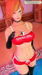 abs final_fantasy final_fantasy_xiv fordola_rem_lupis highlander hyur sports_bra tagme