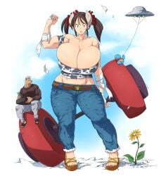 1boy1girl big_breasts breasts hataraki_ari huge_breasts jeans large_breasts sukimi_(hataraki_ari) tagme