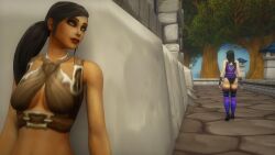 clothed_female horns human_female kaelatheelf kaelscorner stalking underboob warcraft watching watching_in_secret world_of_warcraft