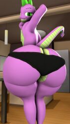 3d 3d_(artwork) anthro ass big_ass cinnamonbunssfm dragon friendship_is_magic green_body green_skin grin hasbro male male_only my_little_pony panties purple_body purple_skin slit_pupils smile solo source_filmmaker spike_(mlp) spikes tail thick_thighs underwear wide_hips