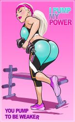 ass caption clothed femdom hina koneko_queen legs weightlifting weights workout workout_clothes