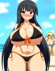 bikini bikini_bottom bikini_top huge_breasts ikaruga_(senran_kagura) katsuragi_(senran_kagura) senran_kagura soulkibble thick_thighs