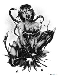 2023 black_lipstick black_sclera censored crossover female huge_ass huge_breasts kazama_jun long_tongue marvel midriff namco nipples spacen'cakes spider-man_(series) symbiote tagme tekken thick_thighs unknown_(tekken) venom_(marvel) wide_hips