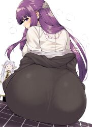 1girls ass ass_focus behind behind_view big_ass big_butt blush blushing bubble_ass bubble_butt clothed curvaceous curvy elf elf_ears enormous_ass enormous_butt fat_ass fat_butt female female_only fern_(sousou_no_frieren) frieren fully_clothed giant_ass gigantic_ass hair_ornament half_updo highres hime_cut huge_ass huge_breasts huge_butt hyper_ass hyper_butt knife_ears large_ass large_breasts large_butt light-skinned_female light_skin long_ears long_hair long_sleeves looking_at_viewer looking_back massive_ass massive_butt multiple_girls open_mouth pointy_ears purple_eyes purple_hair round_ass round_butt seductive seductive_look seductive_pose sharp_ears shy sitting smug sousou_no_frieren sweatdrop tagme tagme_(artist) thick_ass voluptuous wakura_(gcdan) white_background