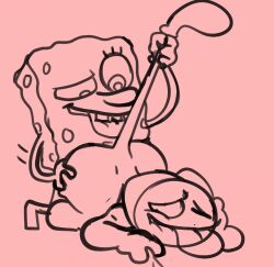 anal_sex ass_grab ass_grab_while_doggystyle null_(nullechos) nullechos pleasure_face shitpost simple_background sketch spongebob_squarepants spongebob_squarepants_(character) tail_grab tail_pull tongue_out