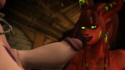 3d big_cock big_dick big_penis breedingmel draenei eredar futa_on_female futanari green_eyes horns night_elf oc red_hair red_skin straight wings world_of_warcraft