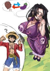 1boy 1girls big_breasts boa_hancock color comic_page conversation female happy limb0_o male monkey_d_luffy one_piece