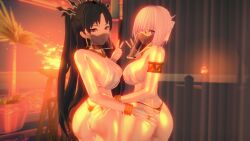 2girls ass bare_shoulders belly_dancer belly_dancer_outfit big_ass big_breasts big_thighs breasts dancer dancer_outfit fate/grand_order fate_(series) female female_only glasses harem huge_ass huge_thighs ishtar_(fate) ishtar_(fate/grand_order) koikatsu large_ass large_thighs looking_back mash_kyrielight misogyny multiple_girls seruu sex_slave submissive submissive_female thick_thighs thighs veil voluptuous yd's_slave_outfit