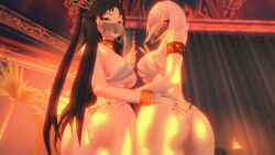 2girls ass bare_shoulders belly_dancer belly_dancer_outfit big_ass big_breasts big_thighs breasts dancer dancer_outfit fate/grand_order fate_(series) female female_only glasses harem huge_ass huge_thighs ishtar_(fate) ishtar_(fate/grand_order) koikatsu large_ass large_thighs looking_back mash_kyrielight misogyny multiple_girls seruu sex_slave submissive submissive_female thick_thighs thighs veil voluptuosa yd's_slave_outfit