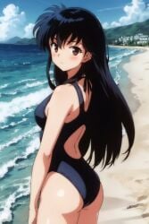 ai_generated artist_request beach black_hair inuyasha kagome_higurashi swimsuit