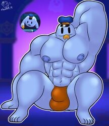 brawl_stars bulge ghost ghost_boy looking_at_viewer male_only medium_breasts muscular muscular_male posing sitting squeaksito tagme ticket