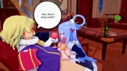 1boy 2girls 3d alcohol alexei_barnes_alderp animated aqua_(konosuba) big_breasts blonde_hair blonde_hair_female blonde_hair_male blue_eyes blue_hair fellatio hands-free_paizuri hetero japs8005 kono_subarashii_sekai_ni_shukufuku_wo! large_breasts large_penis longer_than_one_minute nobility old_man older_male older_man_and_teenage_girl paizufella reverse_upright_straddle royalty sex sex_from_behind tagme video wine wine_glass