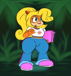 1girls anthro ass bandicoot big_ass big_butt blonde_hair bubble_ass bubble_butt clothing coco_bandicoot computer crash_(series) edit electronics female footwear green_eyes hips laptop lipstick long_hair solarmannstudio solo supahstudiomann_(artist) thick_ass thick_butt thick_hips thick_thighs thighs thunder_thighs wide_hips