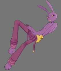 anthro bunny bunny_ears cursedtea gloves jax_(the_amazing_digital_circus) male male_focus male_only penis purple_body purple_penis solo_male tagme taking_clothes_off the_amazing_digital_circus veiny_penis yellow_eyes yellow_mouth