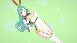 1futa 3d alternate_costume aqua_hair braid breasts bunny_ears bunny_girl bunnysuit chloe_(fire_emblem) cleavage earrings elbow_gloves fire_emblem fire_emblem_engage futa_only futanari garter_straps gloves green_eyes large_breasts long_hair looking_at_viewer nintendo smile solo sunimo thighhighs thighs