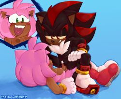 amy_rose anthro breasts cowgirl_position cuntboy furry futa_on_cuntboy futanari intersex meowwabae penis pussy sega shadow_the_hedgehog sonic_(series)