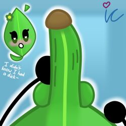 1futa :o balls battle_for_dream_island bfb bfdi big_cock big_dick big_penis blush breasts cherriccat cock dialogue dick english_text erection first_person_perspective first_person_view futa_only futanari green_body hand_on_penis hi_res high_resolution highres holding_penis huge_cock humanoid_penis leaf leafy_(bfdi) object_show object_shows penis pov self_upload solo text